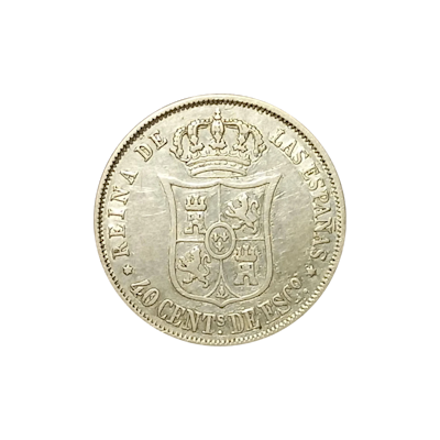 Spain 40c One Escudo Isabel 81%
