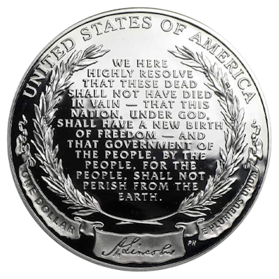 90% Silver Dollar Abe Lincoln Gettysburg Address 2009