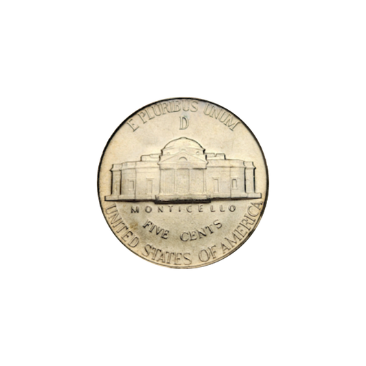 War nickel 1942-45, 35% silver - back