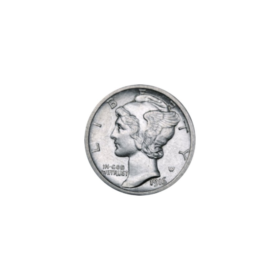 Mercury dime, 90% silver - front