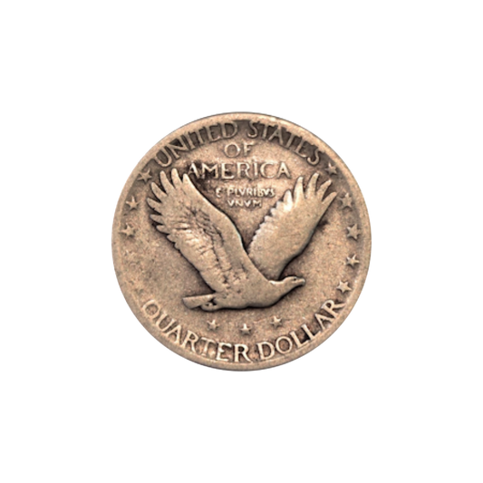 Standing Liberty quarter, 90% silver - back