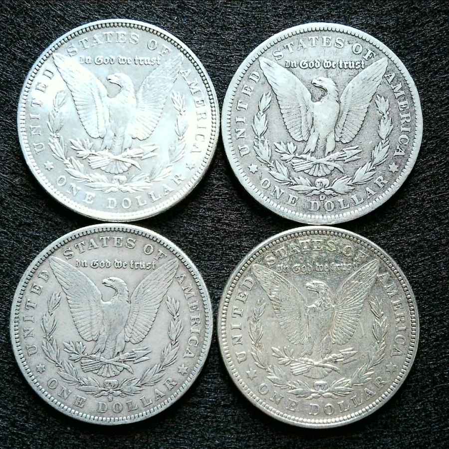 4x Morgans 1880-1887-1897-1921 Private Collection 0012 - back
