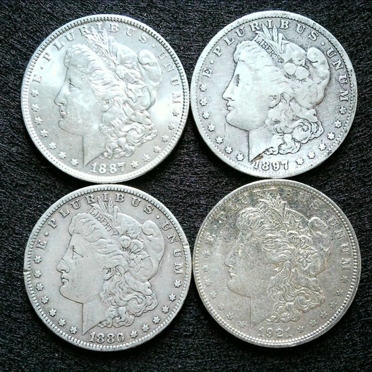 4x Morgans 1880-1887-1897-1921 Private Collection 0012 - front