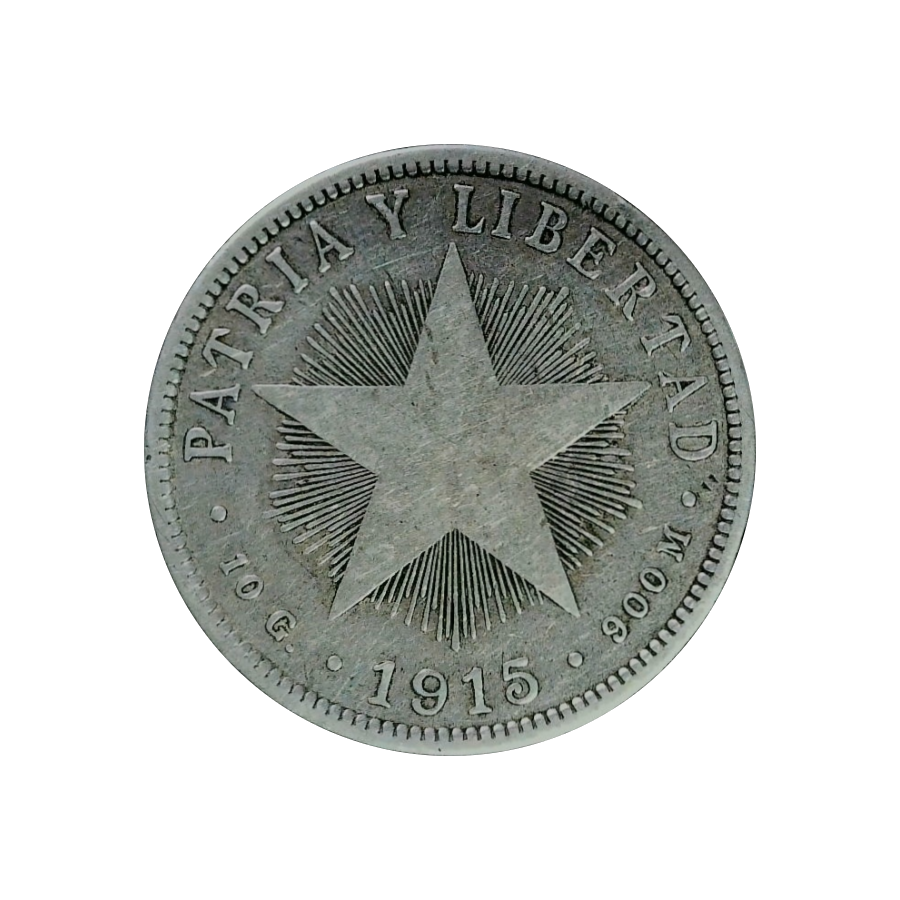 Cuba 40 Centavos 1915-1920 Coat of Arms VF+ 90% - front