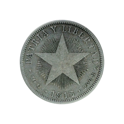 Cuba 40 Centavos 1915-1920 Coat of Arms VF+ 90% - front