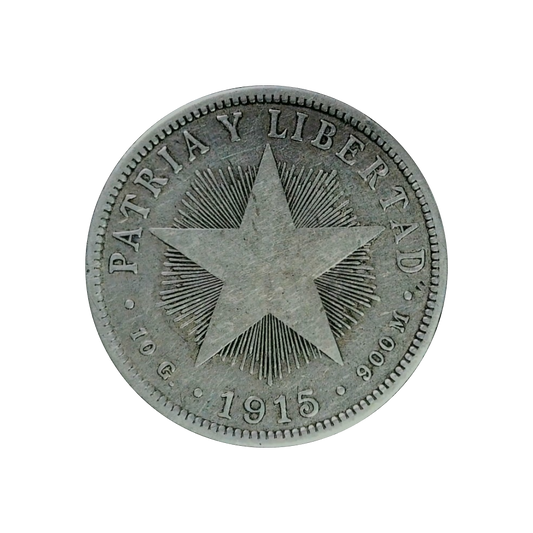 Cuba 40 Centavos 1915-1920 Coat of Arms VF+ 90% - front