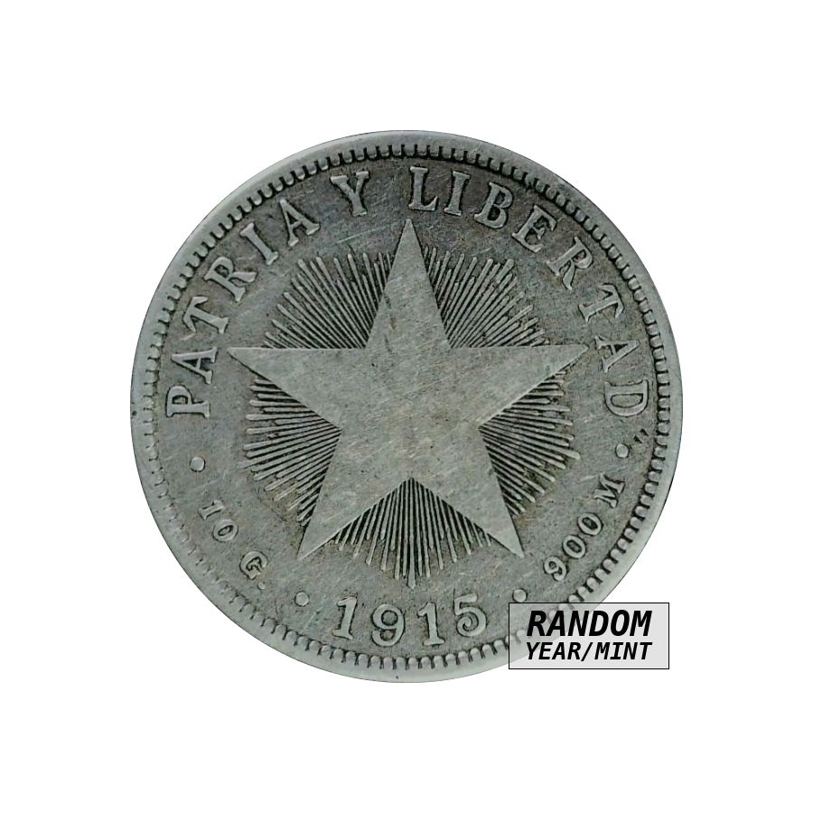 Cuba 40 Centavos 1915-1920 Coat of Arms VF+ 90% - random
