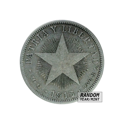Cuba 40 Centavos 1915-1920 Coat of Arms VF+ 90% - random