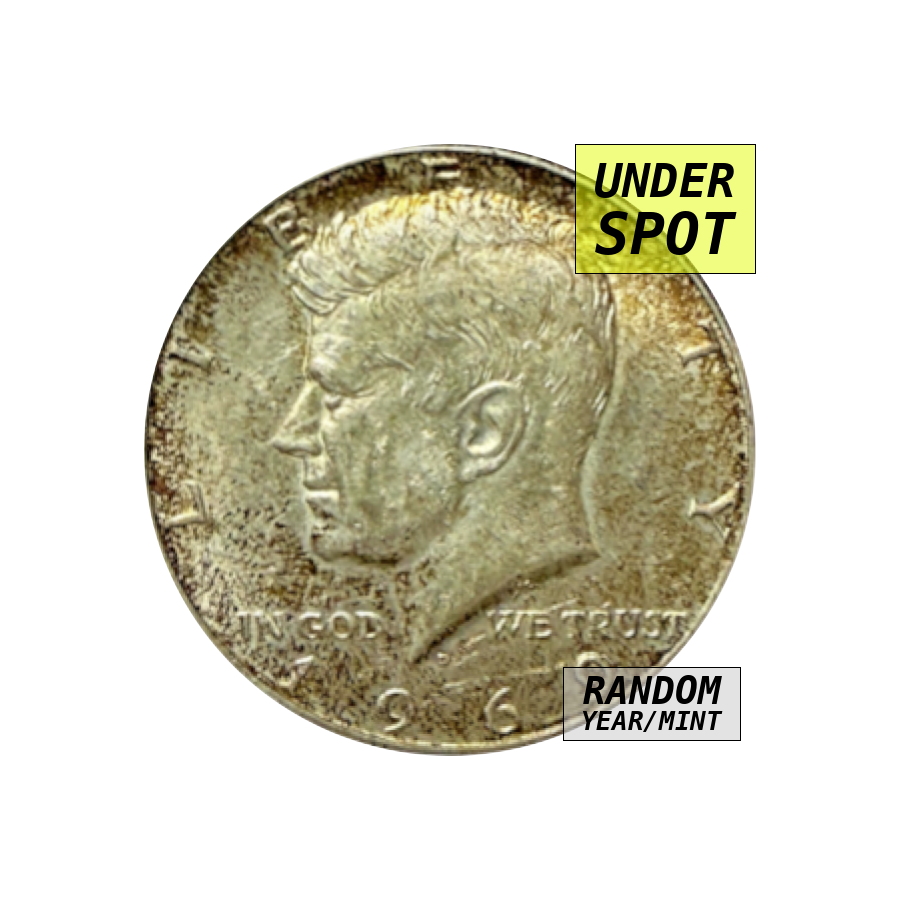 Kennedy half dollar 1965-70, 40% silver - Worn, front - under spot
