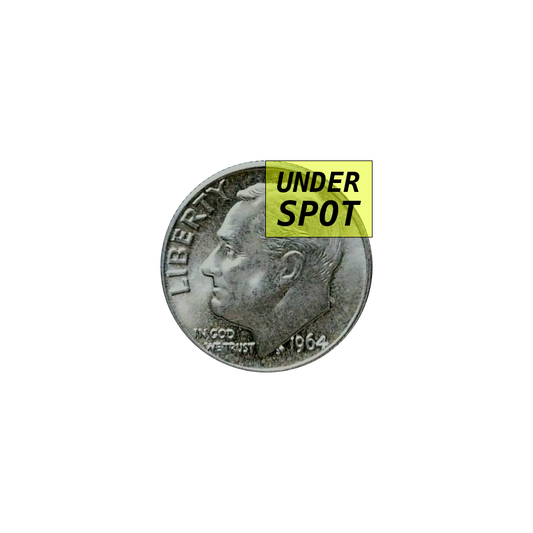 Roosevelt dime 1946-64, 90% silver - front - under spot