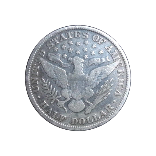 Barber half dollar, 90% silver - back