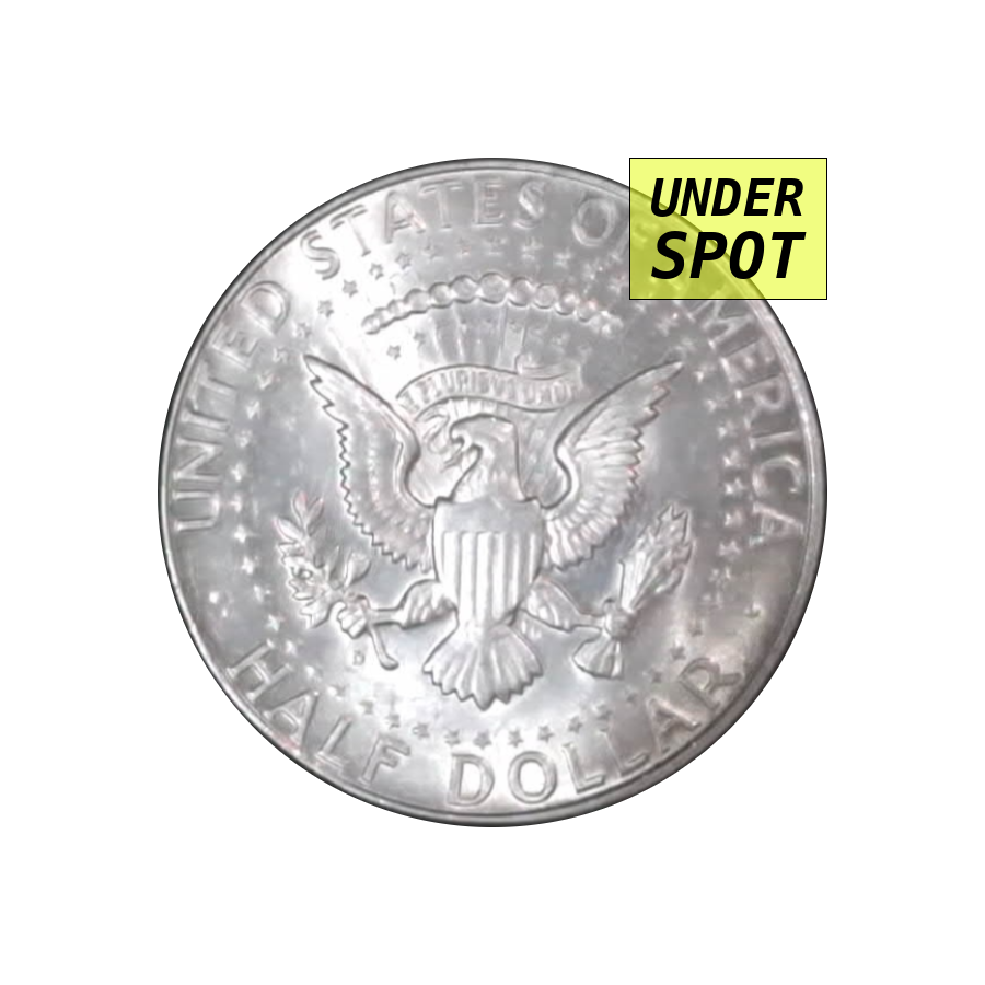 Kennedy half dollar 1964, 90% silver - back - under spot