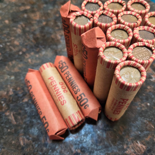 Roll of 50 Lincoln Wheat Ear Pennies
