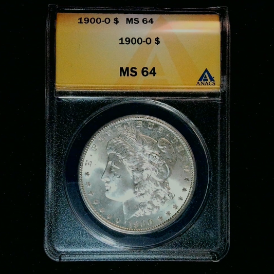Morgan Silver Dollar 1900 Orleans Mint MS-64 MINT ANACS Graded Slabbed - front