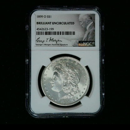 Morgan Silver Dollar 1899 New Orleans Mint BU Graded NGC Slabbed - front