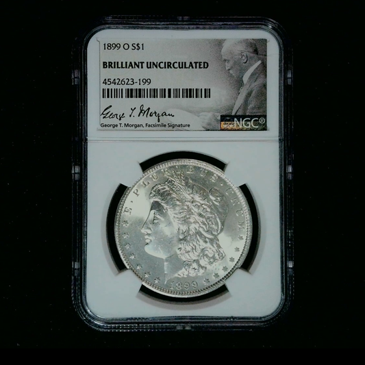 Morgan Silver Dollar 1899 New Orleans Mint BU Graded NGC Slabbed - front