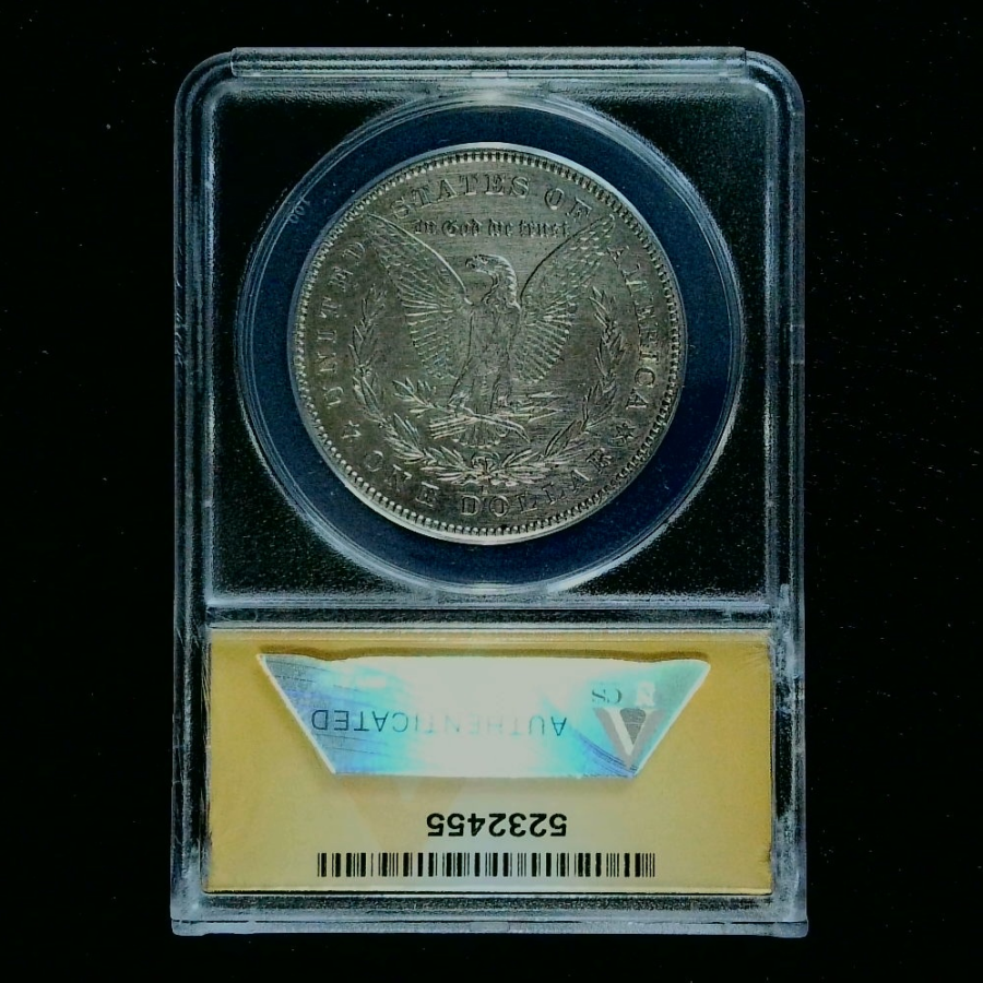 Morgan Dollar 1878-S AU 55 details ANACS graded - back