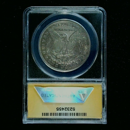 Morgan Dollar 1878-S AU 55 details ANACS graded - back
